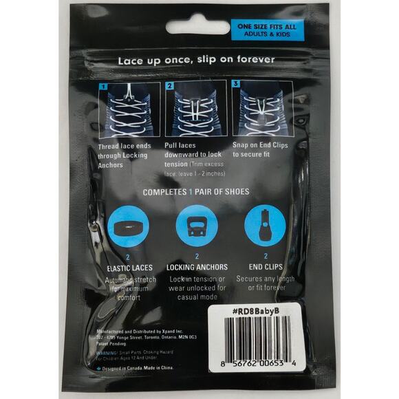 XPAND UNISEX LIGHT BLUE NO-TIE ROPE SHOELACES ONE SIZE FITS ALL - Picture 2 of 2